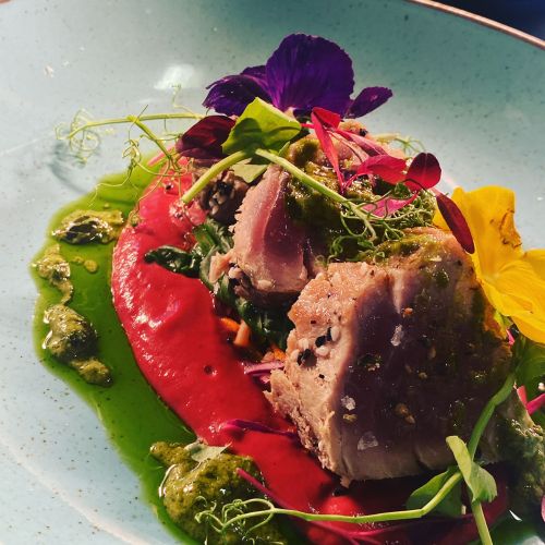 Pan seared Sashimi tuna with sesame special- wow